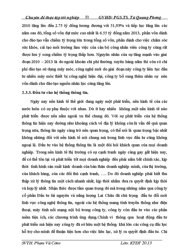 image for page Tình hình đầu tư phát triển tại Công ty Cổ phần ĐẦU TƯ TÀI NGUYÊN VÀ NĂNG LƯỢNG LAI CHÂU thực trạng và giải pháp