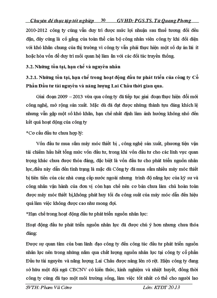 image for page Tình hình đầu tư phát triển tại Công ty Cổ phần ĐẦU TƯ TÀI NGUYÊN VÀ NĂNG LƯỢNG LAI CHÂU thực trạng và giải pháp