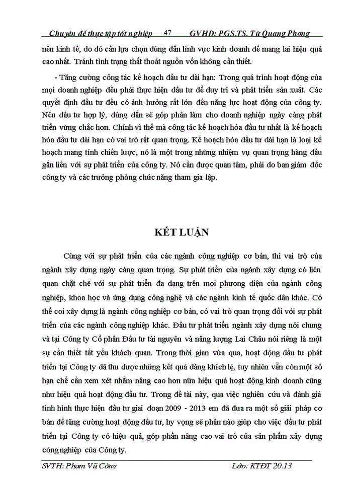 image for page Tình hình đầu tư phát triển tại Công ty Cổ phần ĐẦU TƯ TÀI NGUYÊN VÀ NĂNG LƯỢNG LAI CHÂU thực trạng và giải pháp