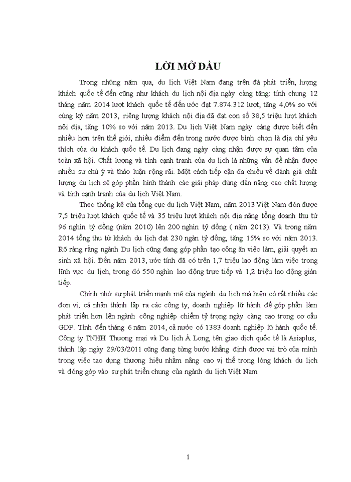 image for page Báo cáo Công ty Trách nhiệm hữu hạn Thương Mại và Du Lịch Á Long