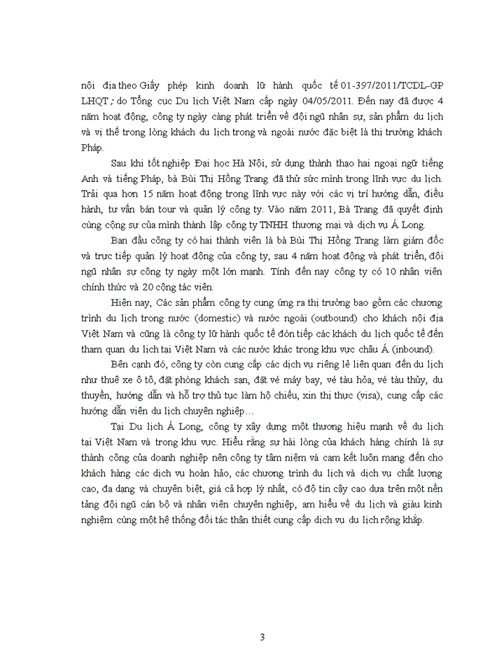 image for page Báo cáo Công ty Trách nhiệm hữu hạn Thương Mại và Du Lịch Á Long