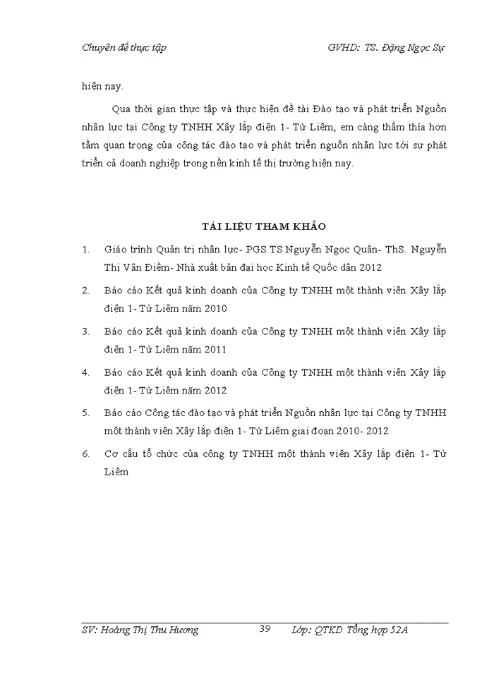 image for page Đào tạo và phát triển Nguồn nhân lực- Nghiên cứu tình huống tại Công ty Trách nhiệm hữu hạn một thành viên Xây lắp điện 1- Từ Liêm