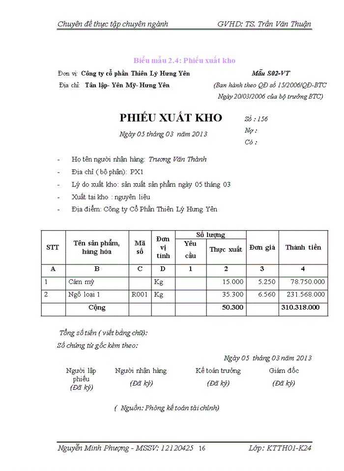 image for page Hoàn thiện kế toán nguyên vật liệu tại công ty Cổ Phần Thiên Lý Hưng Yên