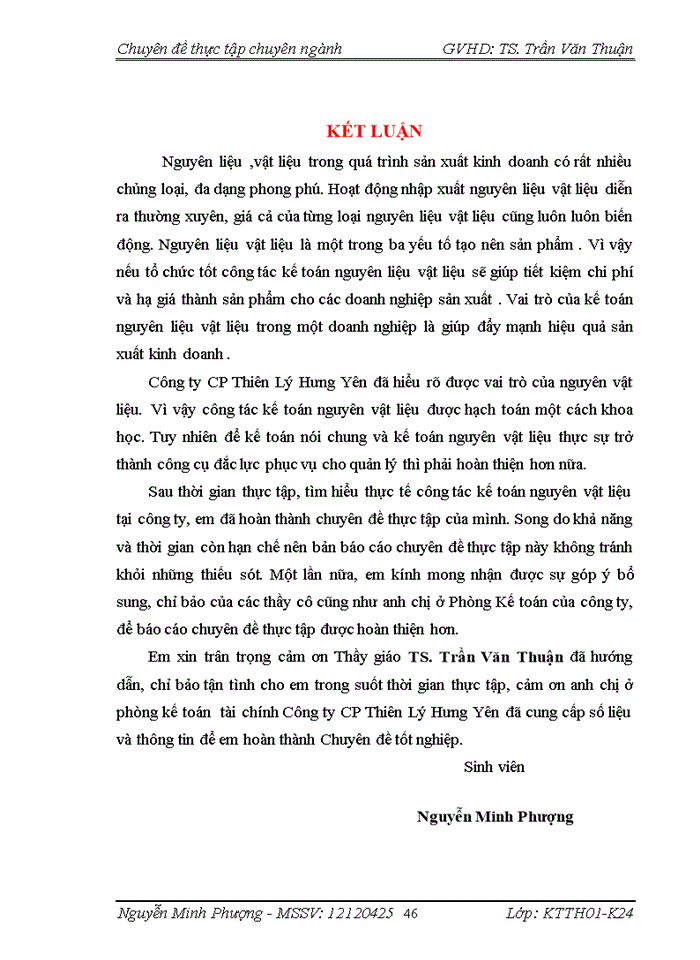 image for page Hoàn thiện kế toán nguyên vật liệu tại công ty Cổ Phần Thiên Lý Hưng Yên