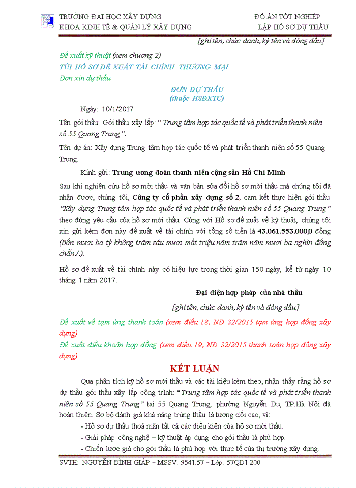 image for page LẬP HỒ SƠ DỰ THẦU