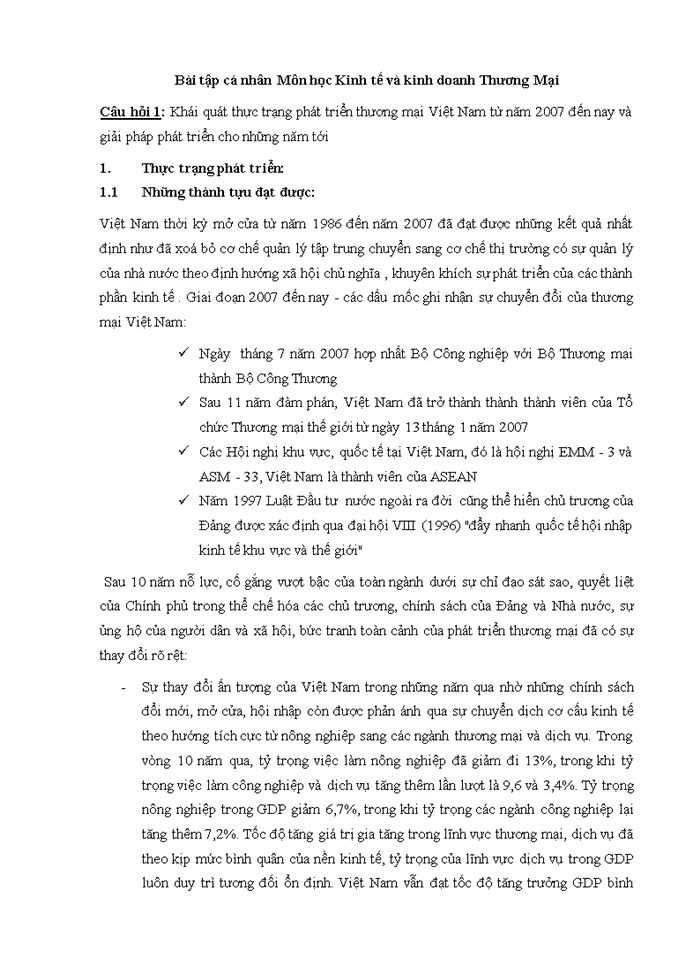 image for page Bài tập cá nhân Môn học Kinh tế và kinh doanh Thương Mại