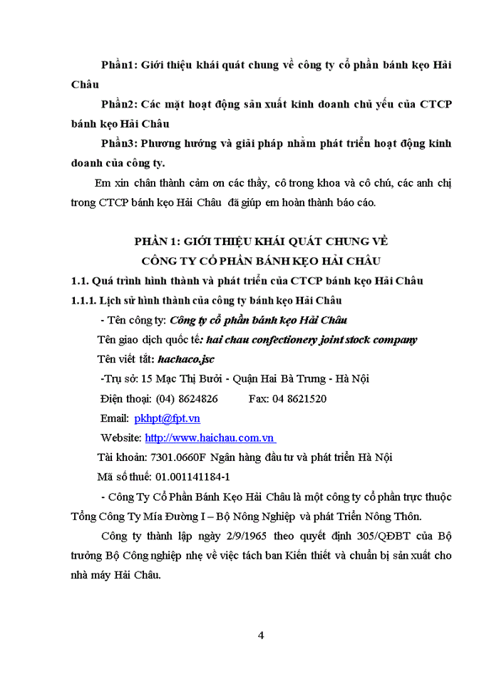 image for page Báo cáo thực tập tại Công ty cổ phần Bánh kẹo Hải Châu