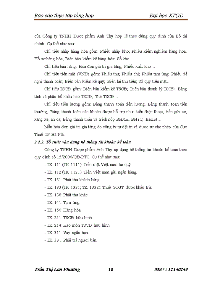 image for page Báo cáo thực tập tổng hợp tại Công ty Trách nhiệm hữu hạn Dược phẩm Anh Thy