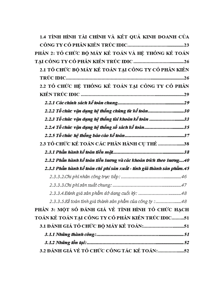 Báo cáo thực tập tổng hợp Tổ chức bộ máy kế toán và hệ thống kế toán tại Công ty cổ phần Kiến trúc IDIC
