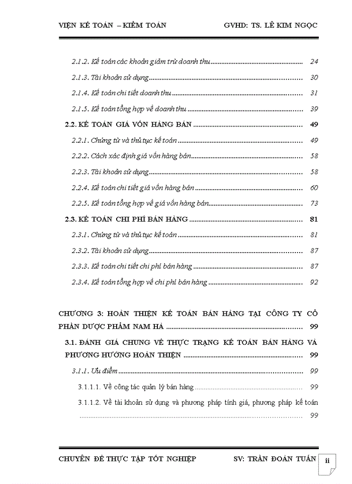 HOÀN THIỆN KẾ TOÁN BÁN HÀNG TẠI CÔNG TY CỔ PHẦN DƯỢC PHẨM NAM HÀ