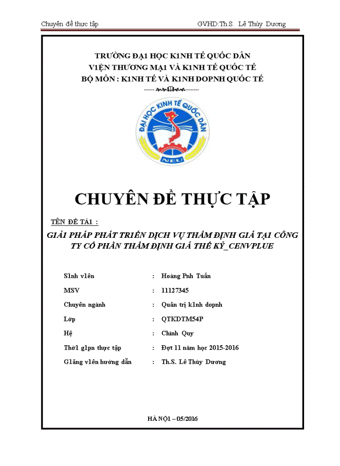 G1ả1 pháp phát tr1ển dịch vụ thẩm định g1á tạ1 công ty cổ phần thẩm định g1á thế kỷ CENVPLUE