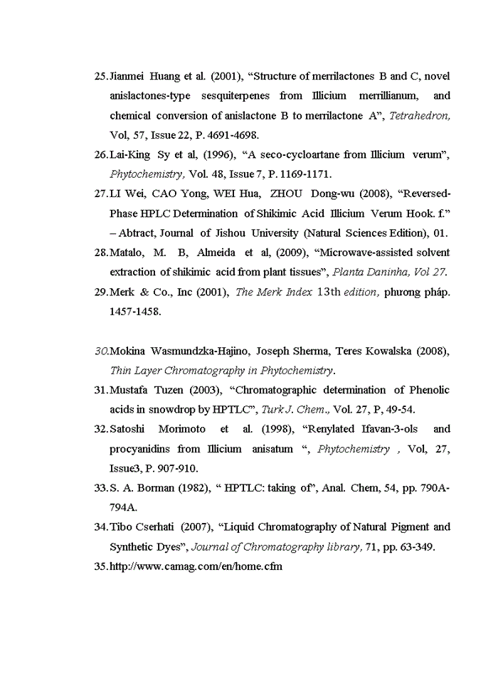 image for page Xây dựng phương pháp định lượng acid Shikimic trong Đại Hồi bằng sắc ký lớp máng kết hợp đo mật độ quang TLC-Scanning
