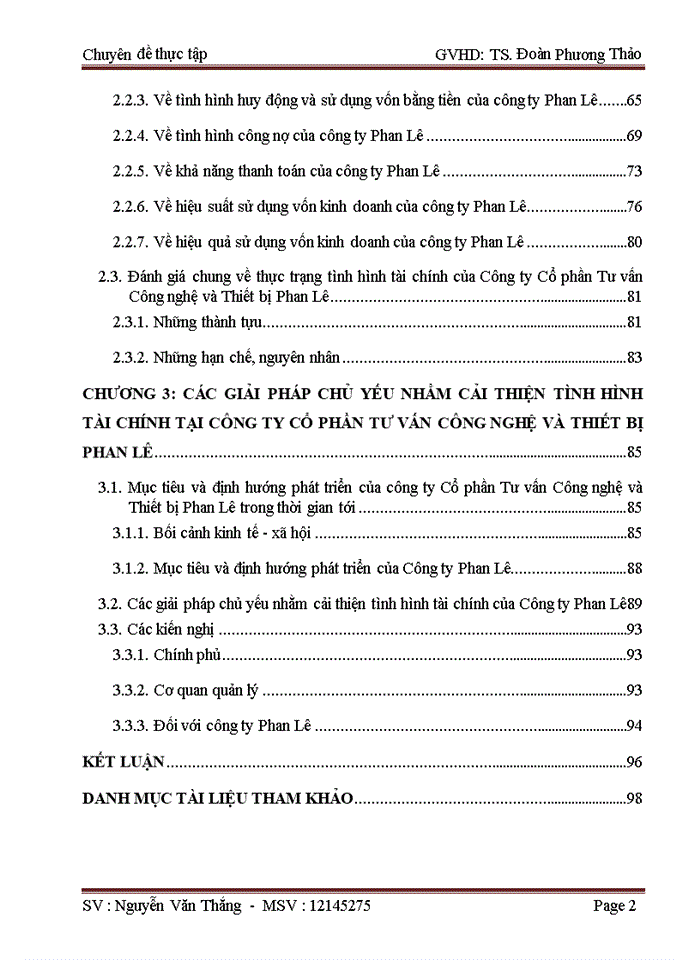 image for page Các giải pháp cải thiện tình hình tài chính của công ty Cổ phần Tư vấn Công nghệ và Thiết bị Phan Lê