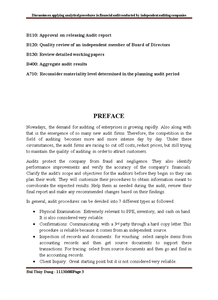 image for page Tiếng anh Discussion on applying Analytical Procedures in financial audit conducted by independent auditing companies