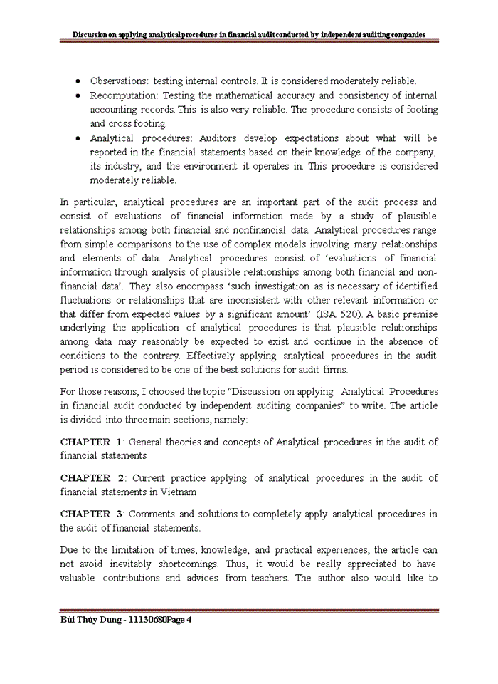 image for page Tiếng anh Discussion on applying Analytical Procedures in financial audit conducted by independent auditing companies