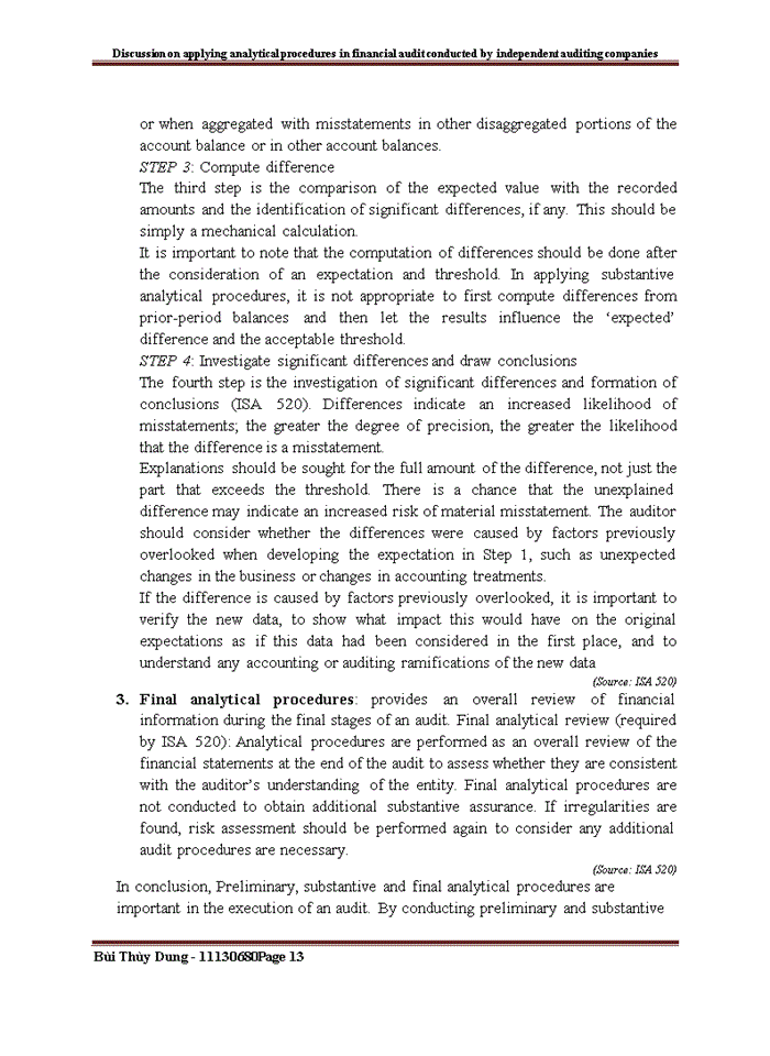 image for page Tiếng anh Discussion on applying Analytical Procedures in financial audit conducted by independent auditing companies