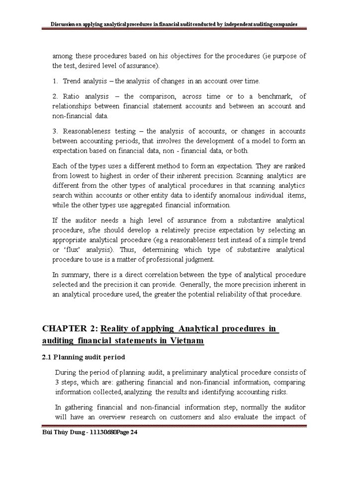 image for page Tiếng anh Discussion on applying Analytical Procedures in financial audit conducted by independent auditing companies
