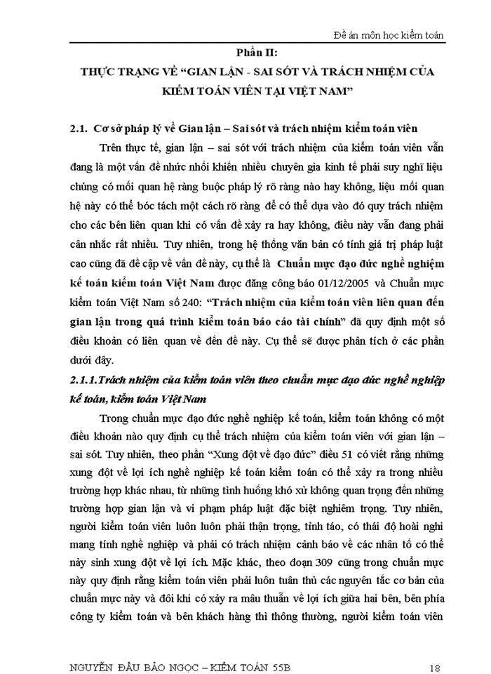image for page Đề án Gian lận và sai sót với trách nhiệm của kiểm toán viên trong kiểm toán