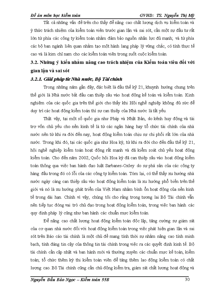 image for page Đề án Gian lận và sai sót với trách nhiệm của kiểm toán viên trong kiểm toán