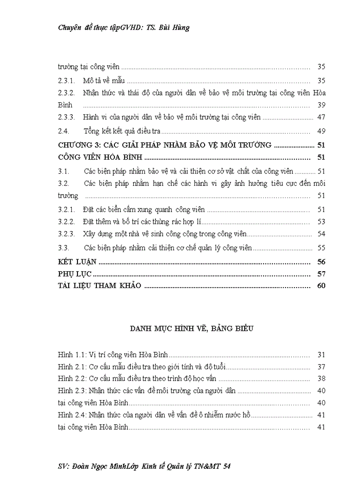image for page Tìm hiểu về nhận thức thái độ và hành vi của người dân về bảo vệ môi trường tại công viên Hòa Bình