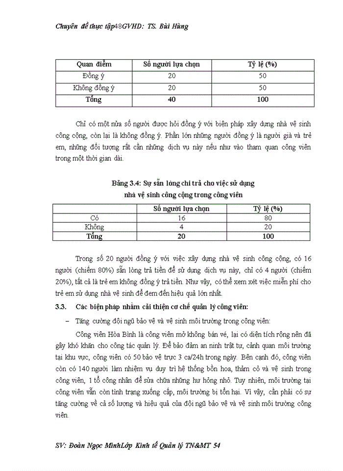 image for page Tìm hiểu về nhận thức thái độ và hành vi của người dân về bảo vệ môi trường tại công viên Hòa Bình