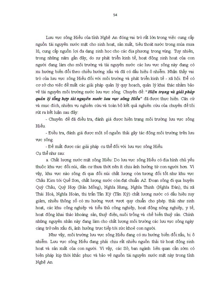 image for page THỰC TRẠNG VÀ GIẢI PHÁP QUẢN LÝ TỔNG HỢP TÀI NGUYÊN NƯỚC LƯU VỰC SÔNG HIẾU