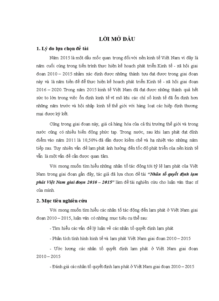 Ths NHÂN TỐ QUYẾT ĐỊNH LẠM PHÁT VIỆT NAM GIAI ĐOẠI 2010 - 2015