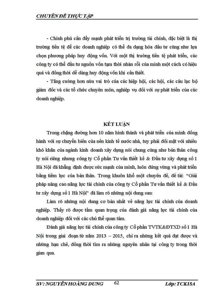 image for page THỰC TRẠNG NĂNG LỰC TÀI CHÍNH CỦA CÔNG TY CỔ PHẦN TƯ VẤN THIẾT KẾ VÀ ĐẦU TƯ XÂY DỰNG SỐ 1 HÀ NỘI