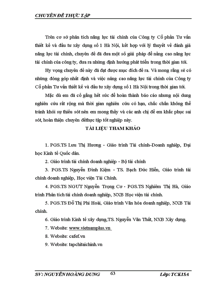 image for page THỰC TRẠNG NĂNG LỰC TÀI CHÍNH CỦA CÔNG TY CỔ PHẦN TƯ VẤN THIẾT KẾ VÀ ĐẦU TƯ XÂY DỰNG SỐ 1 HÀ NỘI