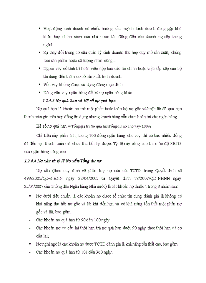 image for page Trình bày về RR tín dụng của NHTM Phân tích các chỉ tiêu phản ánh RR tín dụng