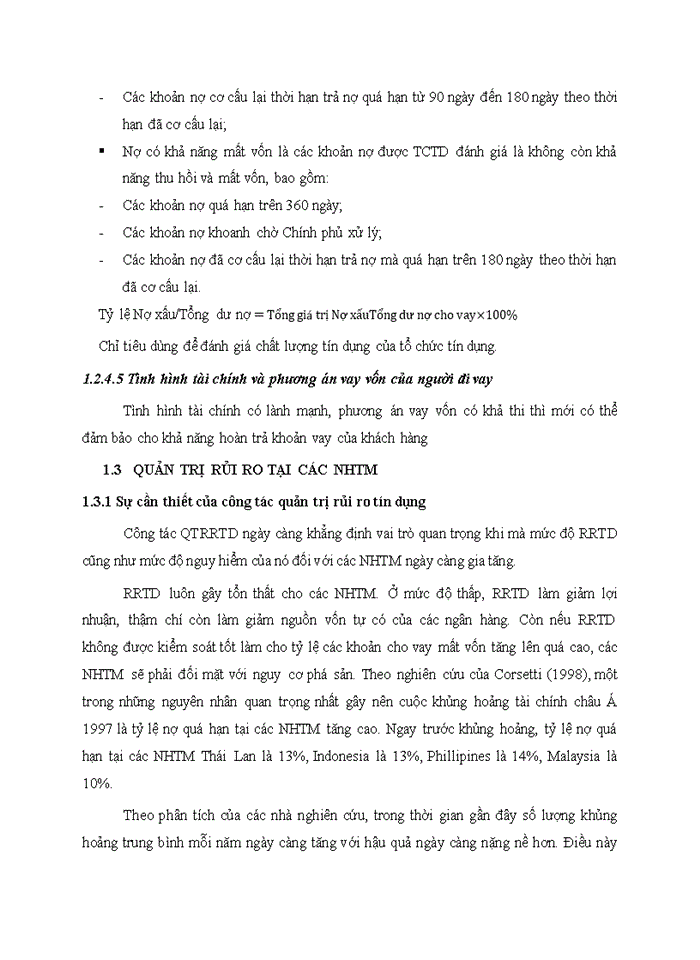 image for page Trình bày về RR tín dụng của NHTM Phân tích các chỉ tiêu phản ánh RR tín dụng