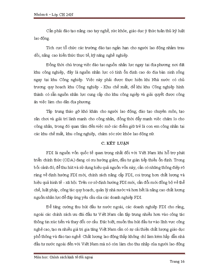 image for page Nâng cao chất lượng nguồn nhân lực một biện pháp quan trọng để cải thiện môi trường thu hút FDI tại Việt Nam