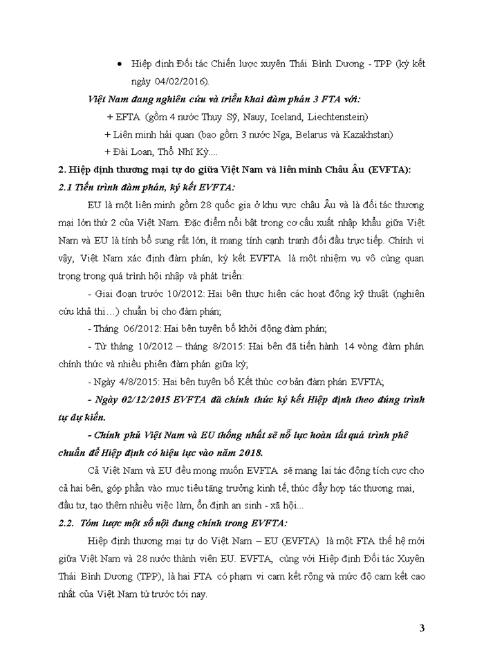 Phân tích ảnh hưởng của việc ký FTA hiệp định thương mại tự do với EU đến việc hoàn thiện các loại thuế tại Việt Nam