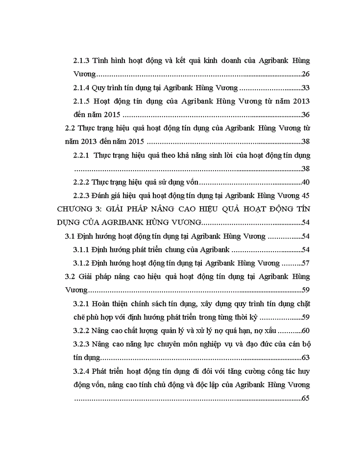 Ths Nâng cao hiệu quả hoạt động tín dụng tại Ngân hàng Nông nghiệp và phát triển nông thôn Việt Nam - Chi nhánh Hùng Vương