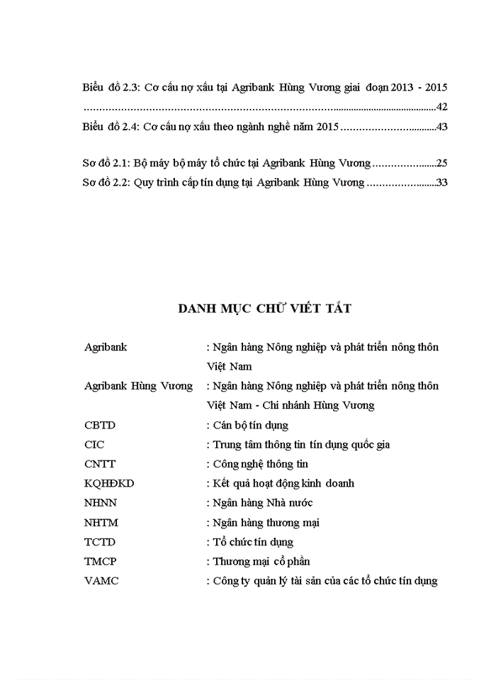 Ths Nâng cao hiệu quả hoạt động tín dụng tại Ngân hàng Nông nghiệp và phát triển nông thôn Việt Nam - Chi nhánh Hùng Vương