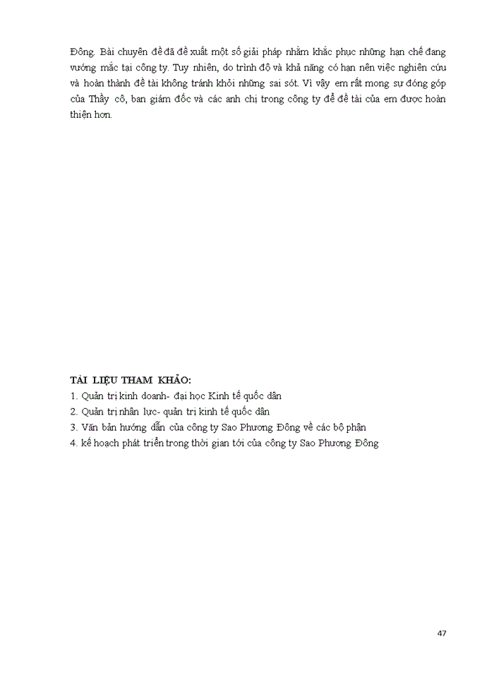image for page Hoàn thiện công cụ tạo động lực cho người lao động tại công ty Trách nhiệm hữu hạn thương mại và dịch vụ Sao Phương Đông