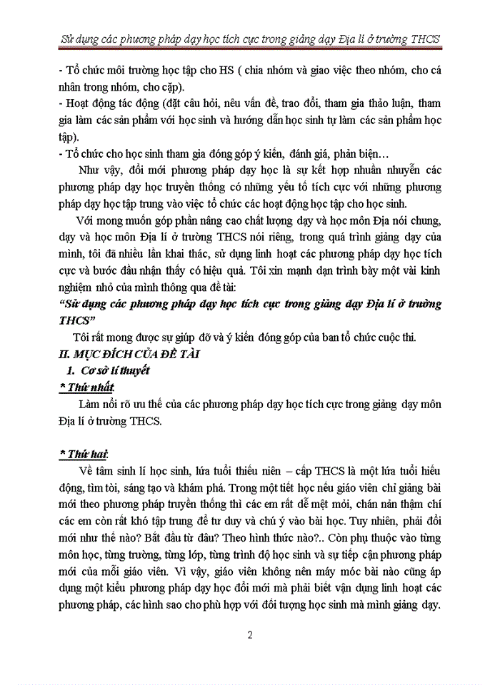image for page Sử dụng các phương pháp dạy học tích cực trong giảng dạy Địa lí ở trường THCS