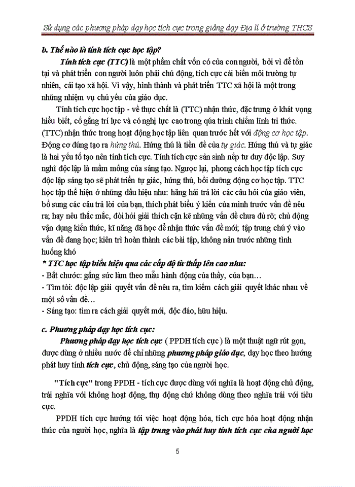 image for page Sử dụng các phương pháp dạy học tích cực trong giảng dạy Địa lí ở trường THCS