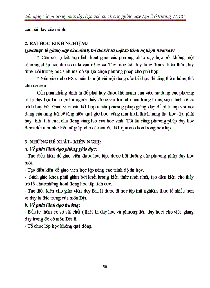 image for page Sử dụng các phương pháp dạy học tích cực trong giảng dạy Địa lí ở trường THCS