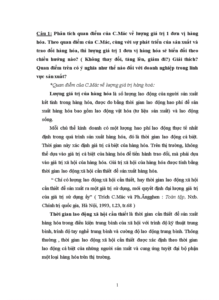 image for page Triết mác Phân tích quan điểm của C Mác về lượng giá trị 1 đơn vị hàng hóa hóa