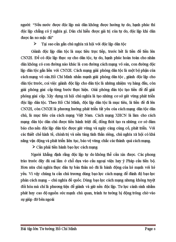 image for page Tư tưởng Phân tích luận điểm sau của Hồ Chí Minh Nếu nước được độc lập mà dân không được hưởng tự do hạnh phúc thì độc lập chẳng có ý nghĩa gì