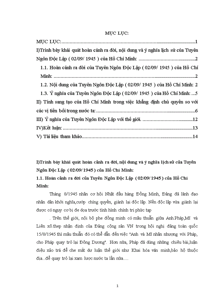 image for page Tư tưởng Trình bày khái quát hoàn cảnh ra đời nội dung và ý nghĩa lịch sử của Tuyên Ngôn Độc Lập 02 09 1945 của Hồ Chí Minh