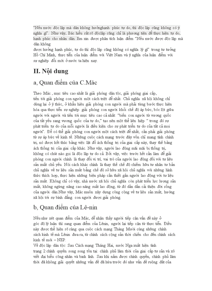 image for page Tư tưởng Phân tích luận điểm của Hồ Chí Minh Nước độc lập mà dân không được hưởng hạnh phúc tự do thì độc cũng chẳng có ý nghĩa gì Làm rõ ý nghĩa của luận điểm đối với Việt Nam hiện nay