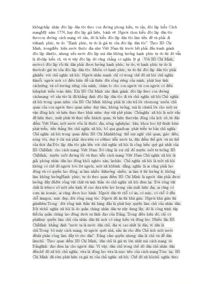 image for page Tư tưởng Phân tích luận điểm của Hồ Chí Minh Nước độc lập mà dân không được hưởng hạnh phúc tự do thì độc cũng chẳng có ý nghĩa gì Làm rõ ý nghĩa của luận điểm đối với Việt Nam hiện nay