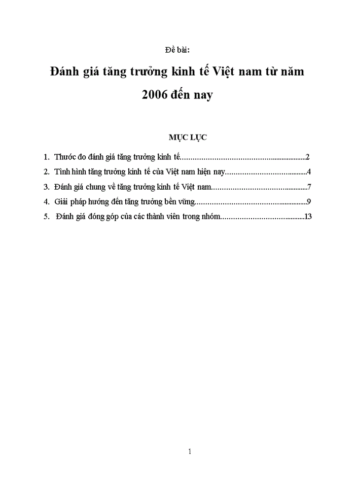 Đánh giá tăng trưởng kinh tế Việt nam từ năm 2006 đến nay