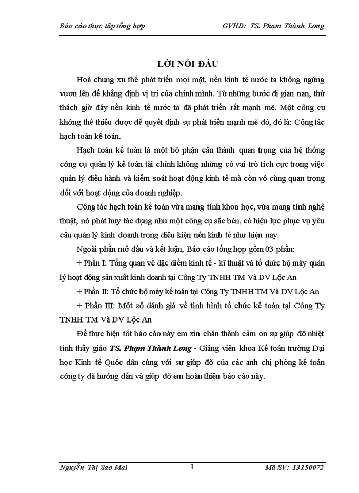 image for page Báo cáo tại Công ty Trách nhiệm hữu hạn Thương Mại Và Dịch Vụ Lộc An