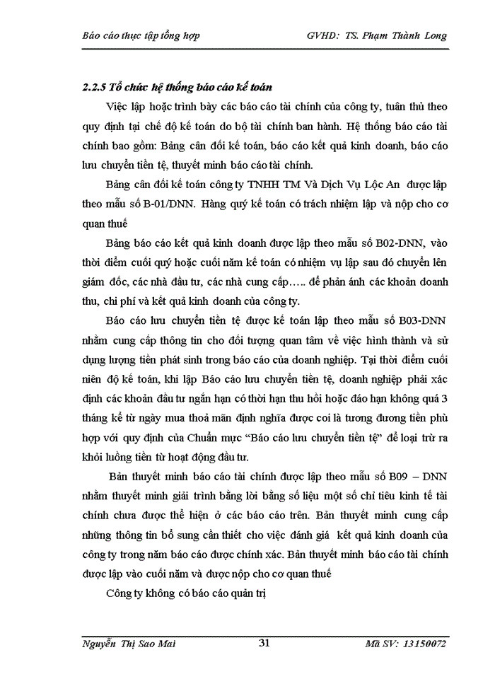 image for page Báo cáo tại Công ty Trách nhiệm hữu hạn Thương Mại Và Dịch Vụ Lộc An