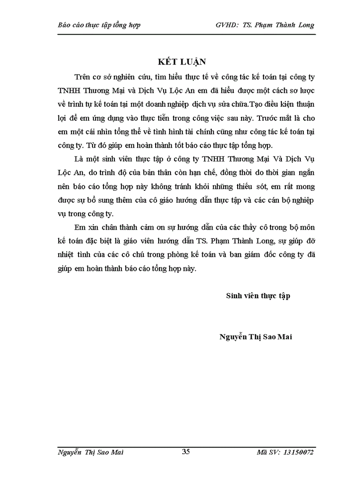 image for page Báo cáo tại Công ty Trách nhiệm hữu hạn Thương Mại Và Dịch Vụ Lộc An