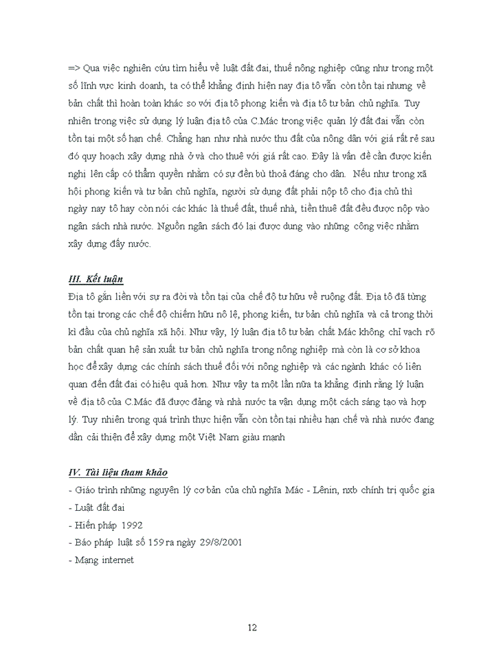 image for page Triết mác Lý luận về địa tô của C Mác và sự vận dụng vào chính sách đất đai ở Việt Nam hiện nay