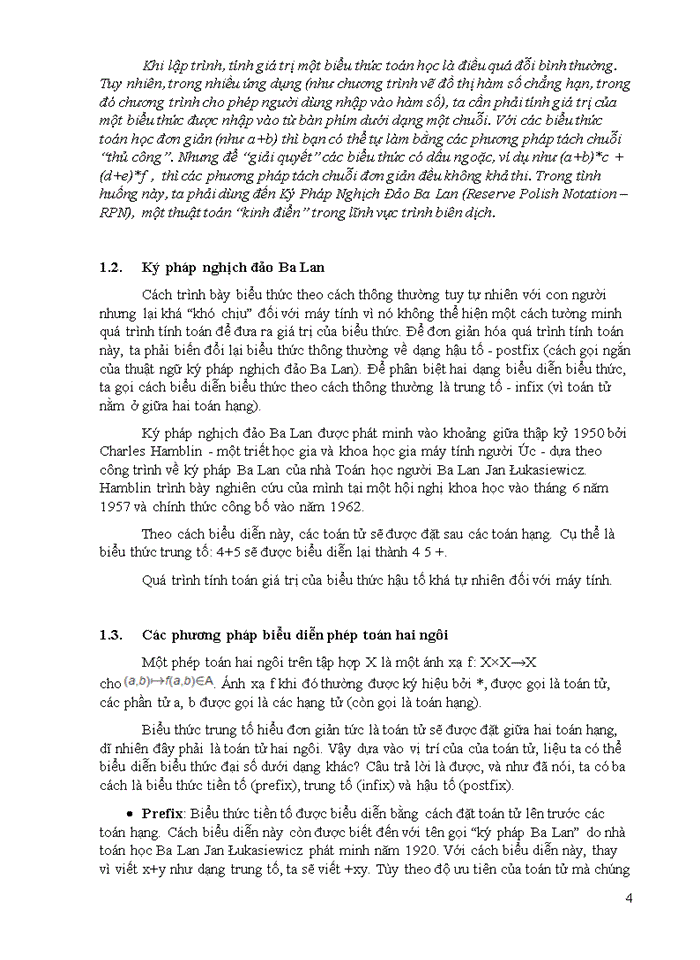 image for page Nghiên cứu cài đặt chương trình chuyển một biểu thức ở dạng trung tố sang dạng ký pháp hậu tố Ký pháp đảo Ba Lan